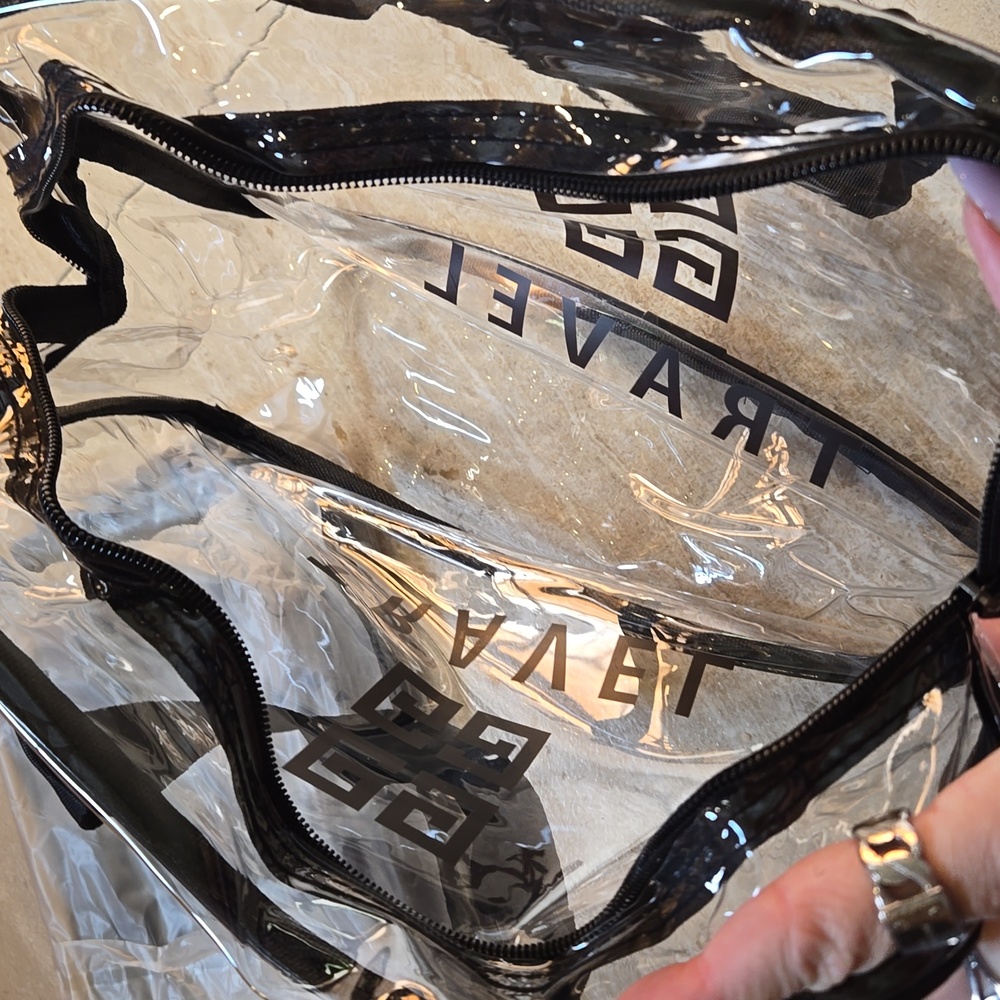 Set of 3 Designer Inspired Clear Travel Zipper Bags - Picture 7 of 8